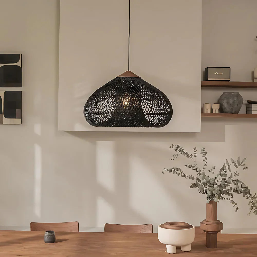 Handmade Rattan Pendant Lights With Woven Dome Shade