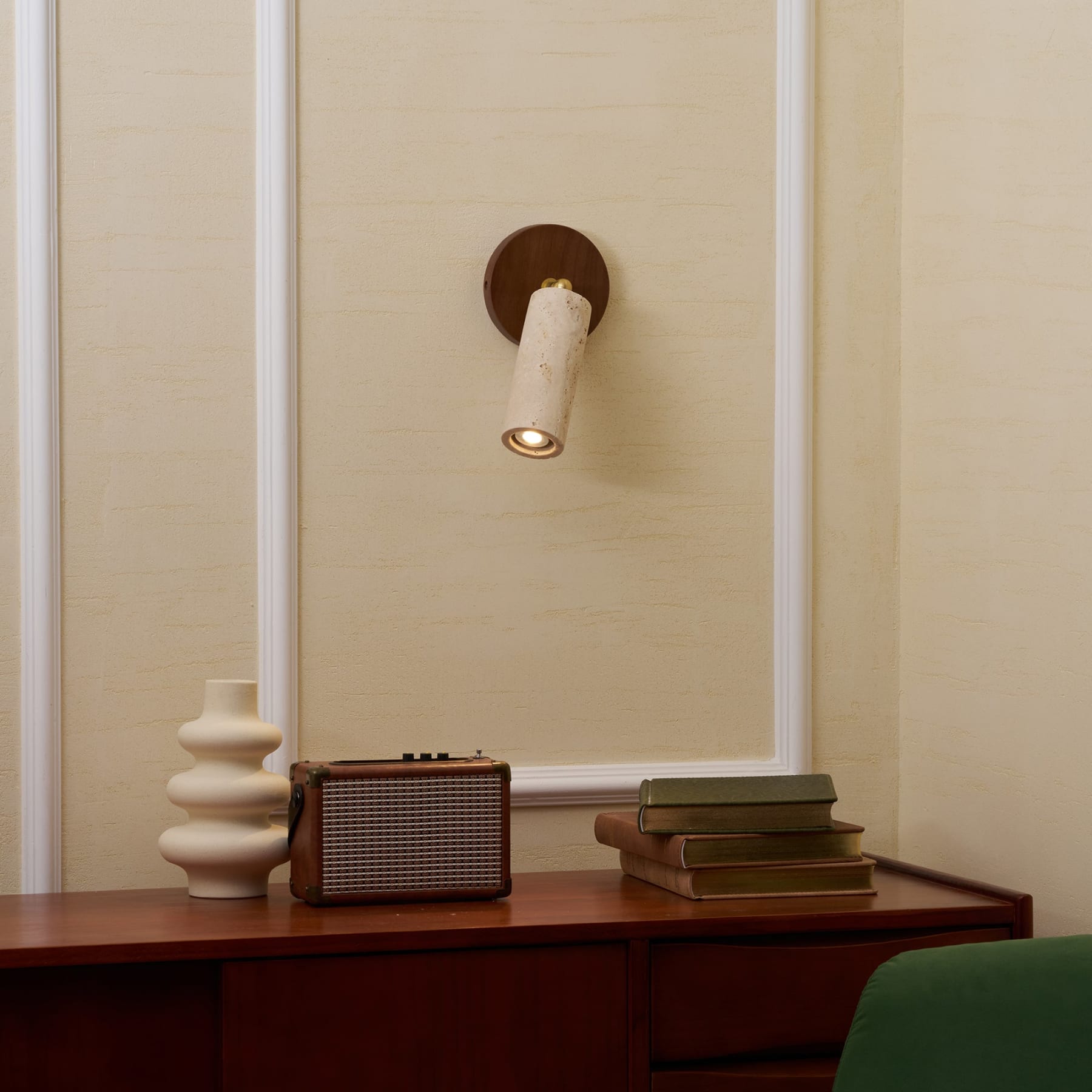 Modern Travertine Wall Light With Warm LED Glow — Ashbury Home & Living