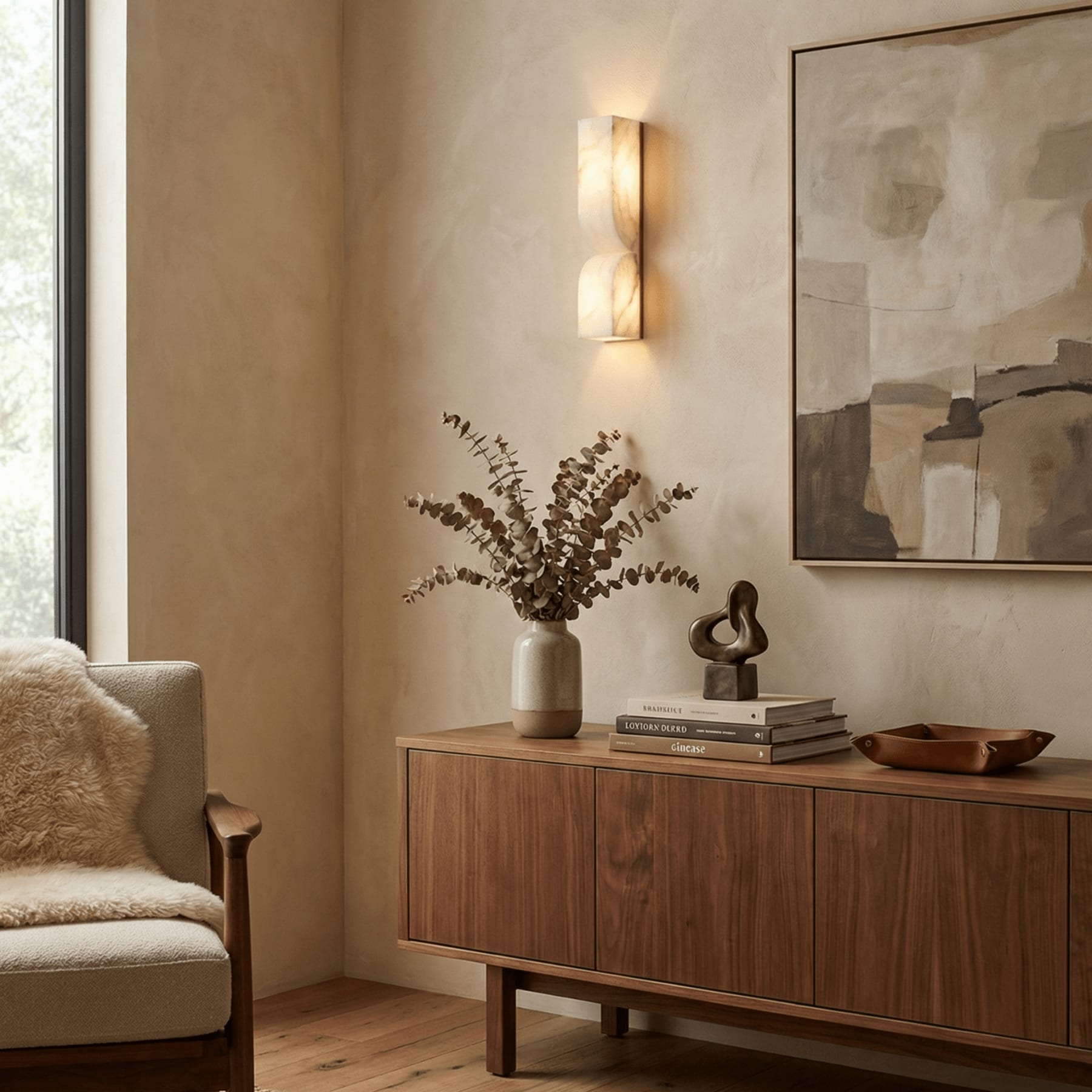 Modern Marble Wall Light With Warm LED Glow for Living Room — Ashbury Home & Living