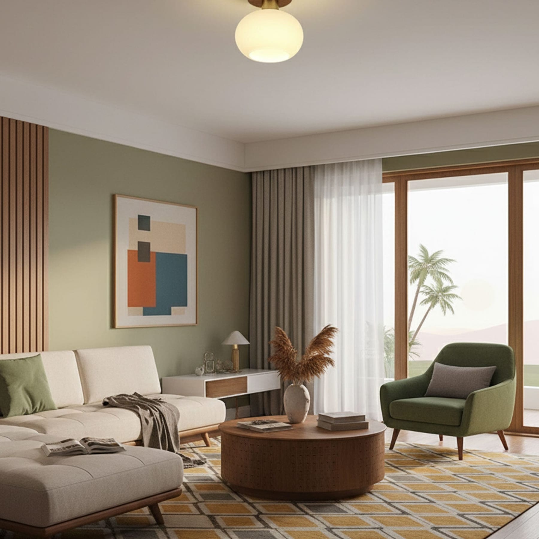 Modern Solid Wood Semi-Flush Ceiling Light for Living Room — Ashbury Home & Living