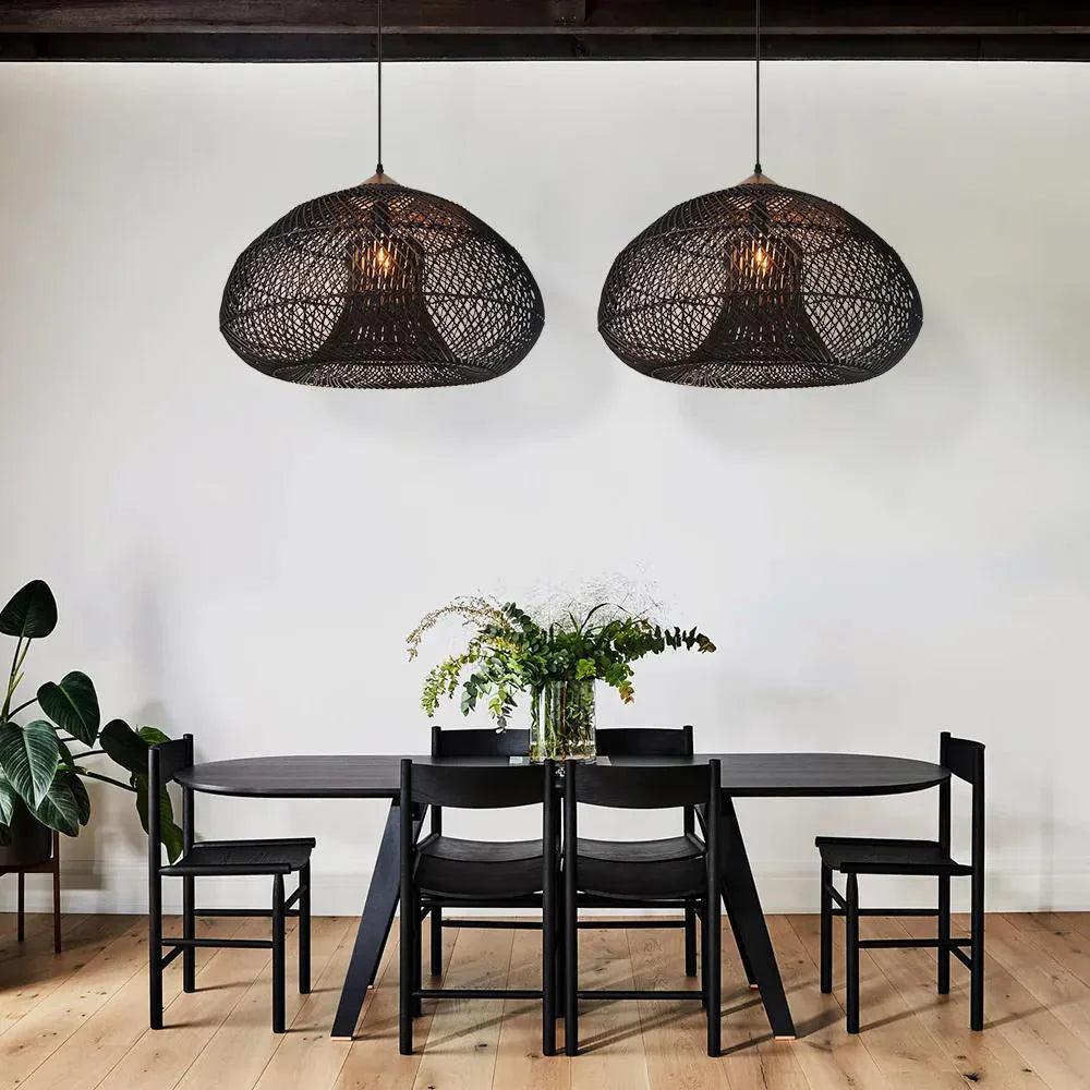 Handmade Rattan Pendant Lights With Woven Dome Shade
