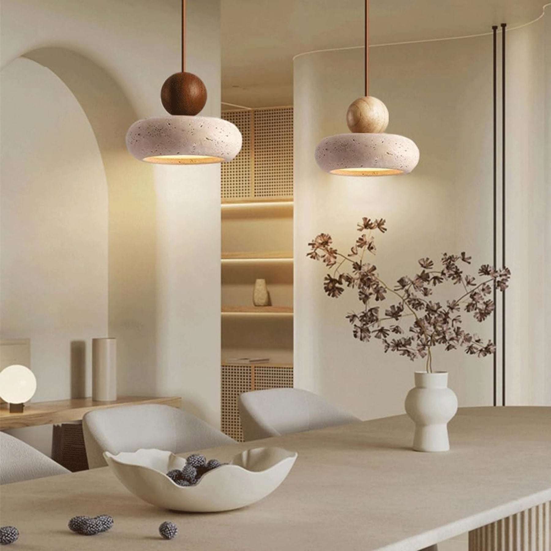 Modern Wood And Concrete Pendant Light With Warm LED Glow — Ashbury Home & Living