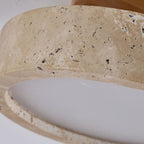 Modern Travertine and Wood Flush Mount Ceiling Light — Ashbury Home & Living