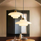 Art Deco Layered Glass Pendant Light With Dome Shade