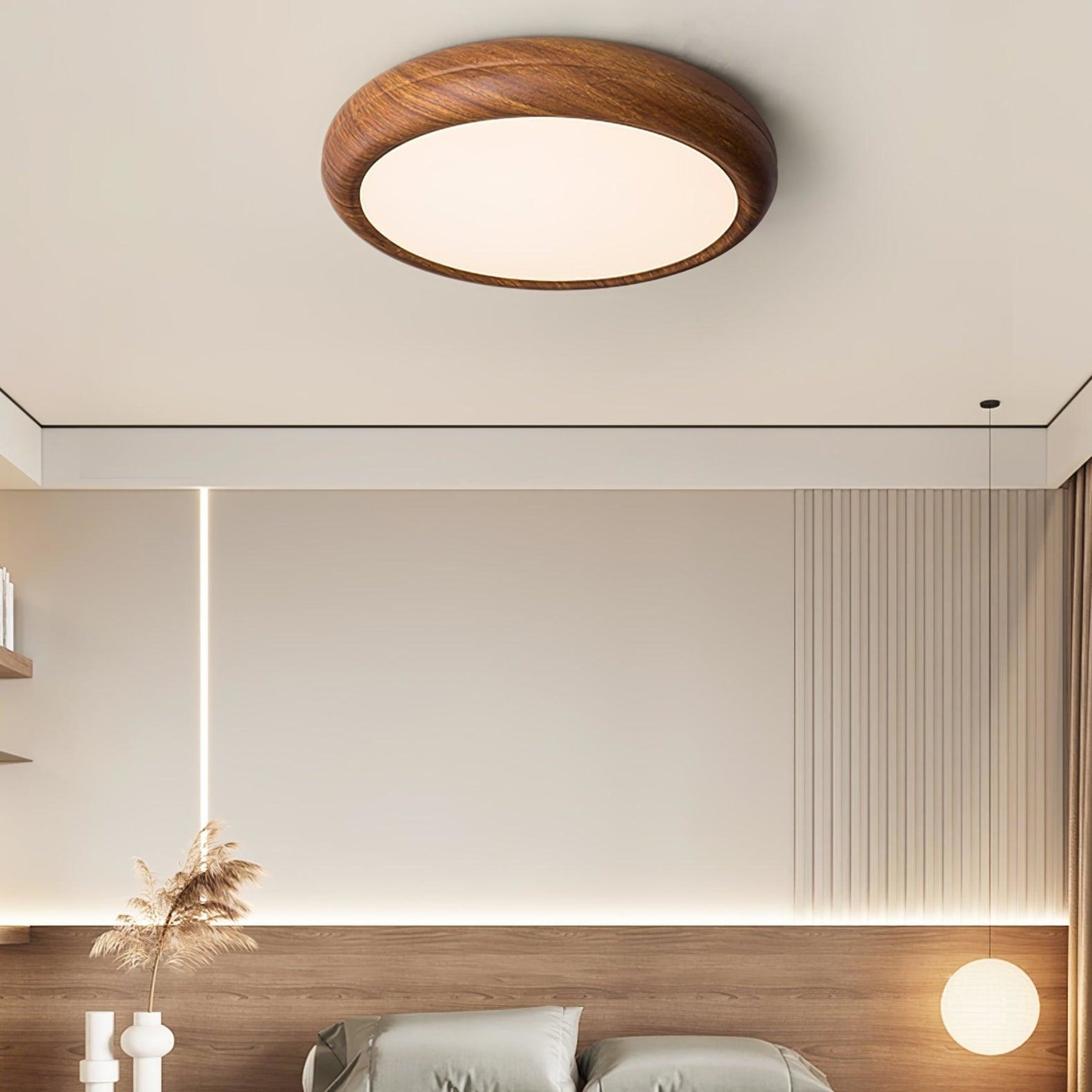 Scandinavian Wood Flush Mount Ceiling Light for Living Room — Ashbury Home & Living