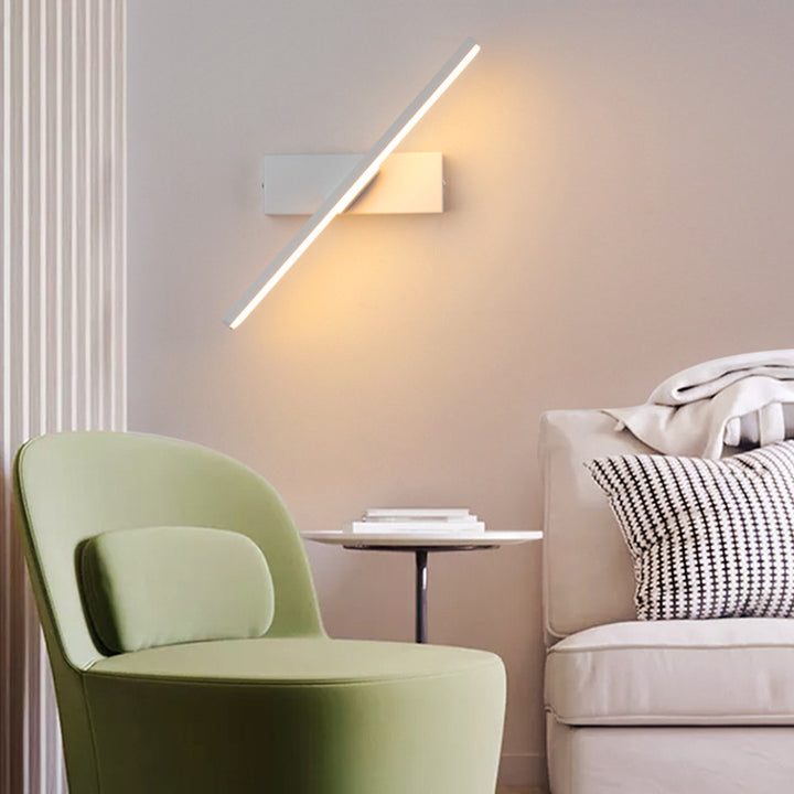 Adjustable Rotatable Linear LED Wall Light With Slim Black Backplate
