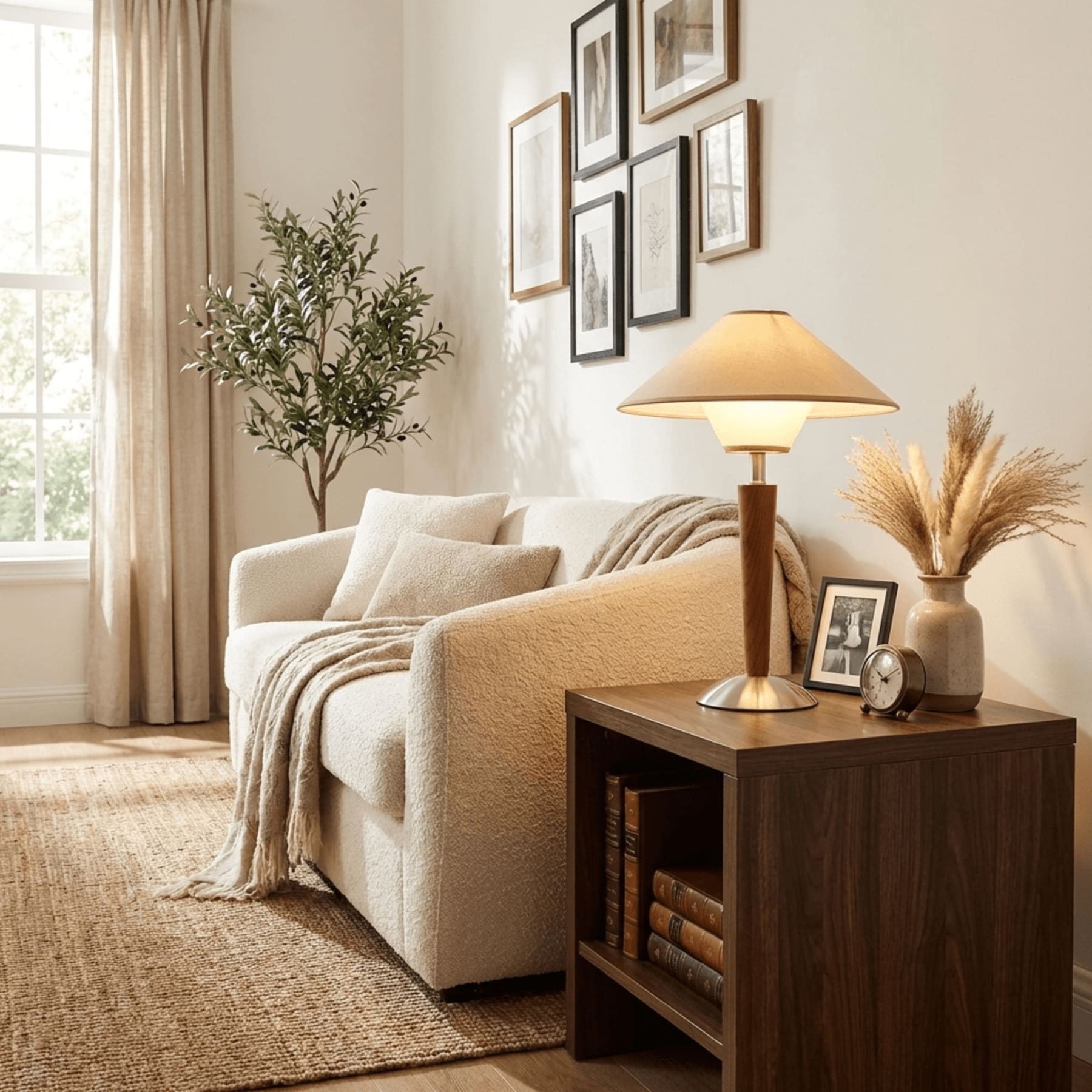 Modern Wood Table Lamp With Fabric Shade for Living Room — Ashbury Home & Living