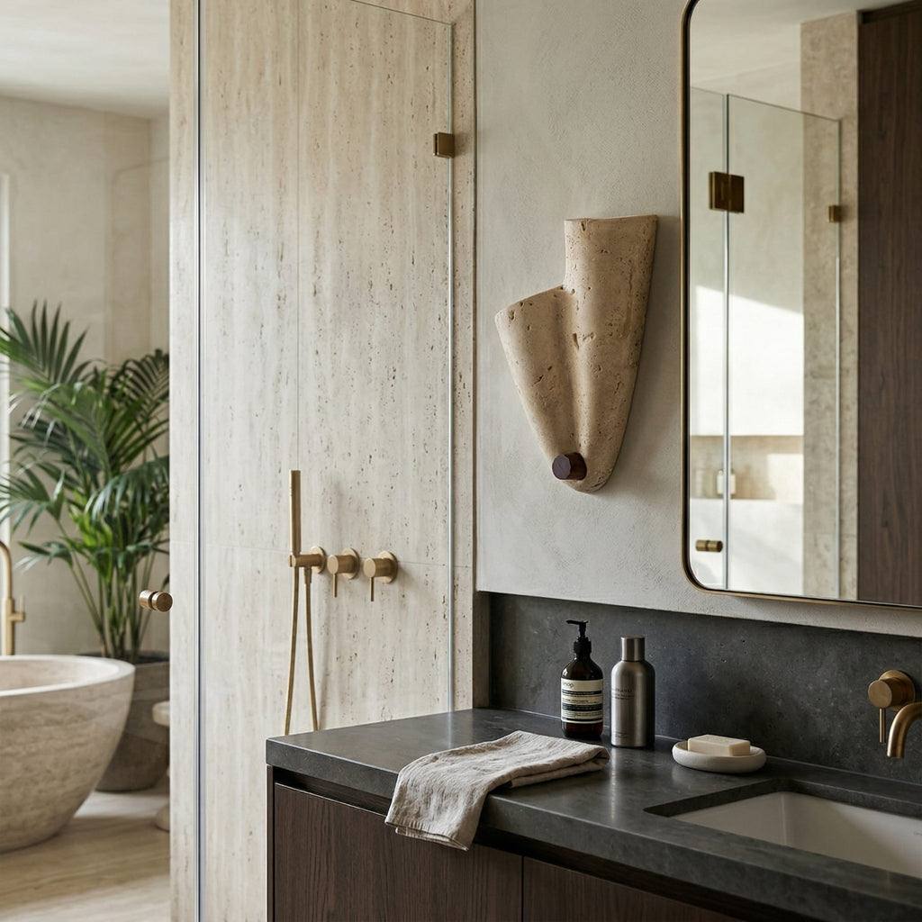Modern Travertine Wall Light With Warm LED Glow — Ashbury Home & Living