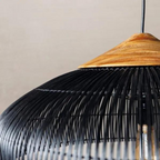 Bohemian Rattan Pendant Light With Woven Dome Shade