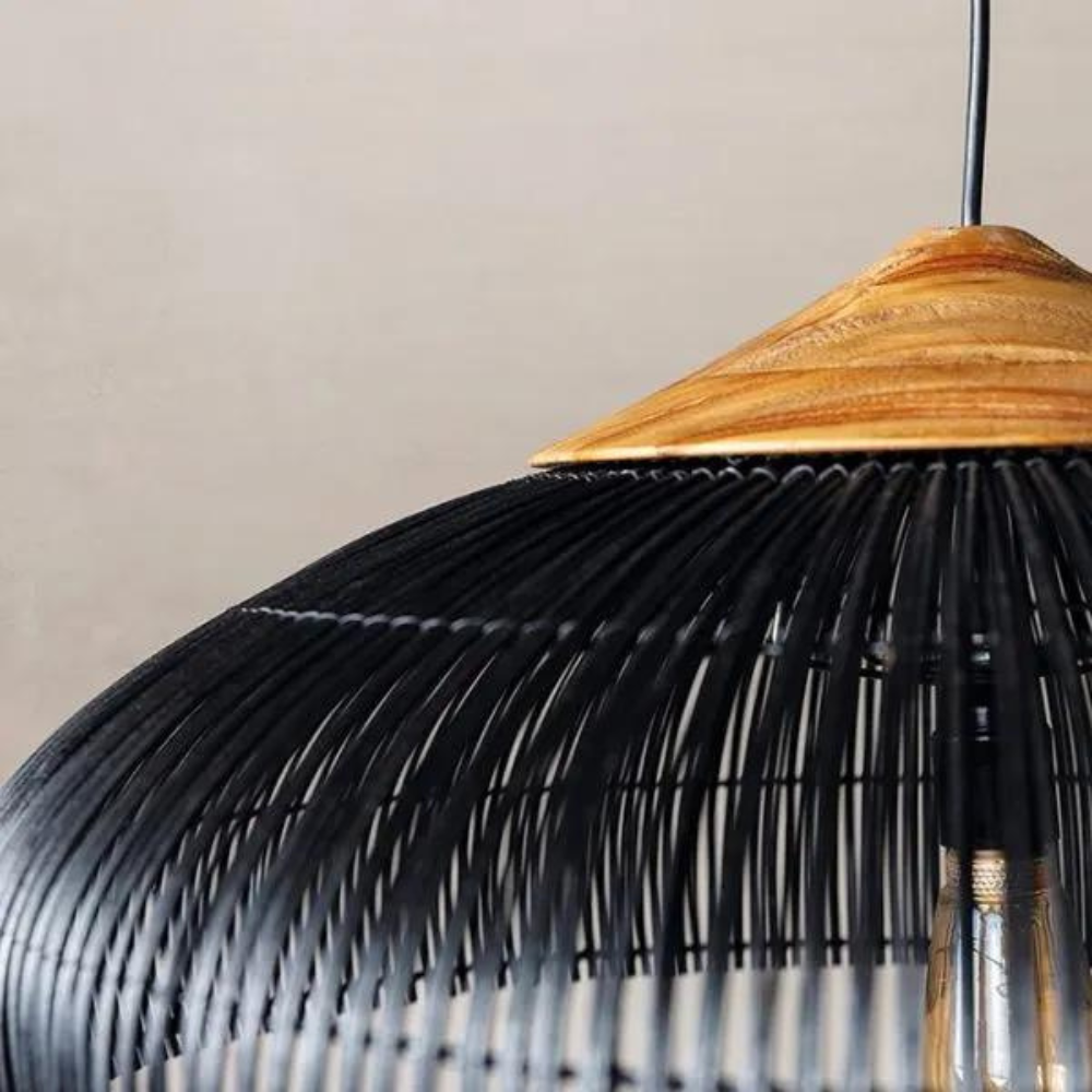 Bohemian Rattan Pendant Light With Woven Dome Shade