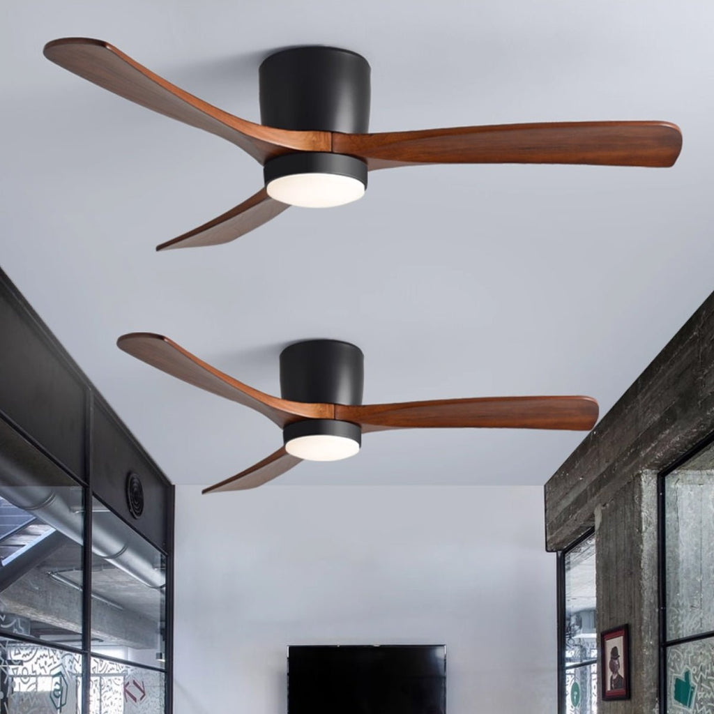 Wood Blade Ceiling Fan Ceiling Light With Remote Control