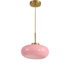 Bauhaus Opal Glass LED Pendant Lights With Oval Shade And Black Cord