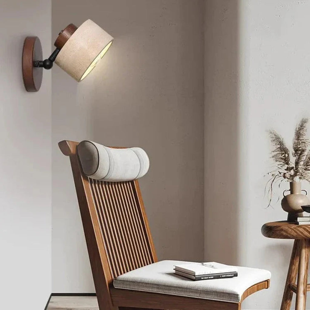 Modern Travertine and Wood Wall Light for Living Room and Bedroom — Ashbury Home & Living