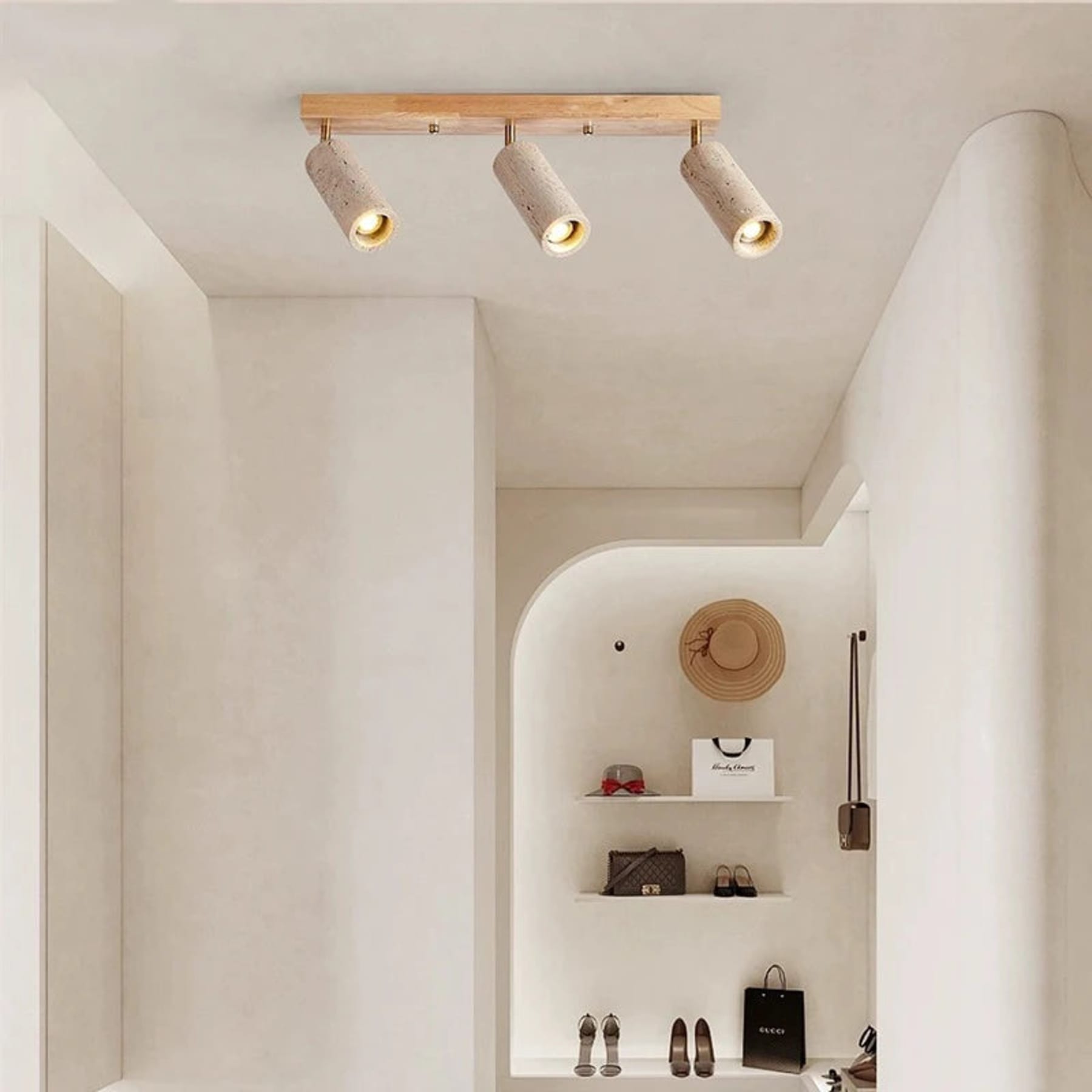 Modern Stone Linear Ceiling Light With Warm White Glow — Ashbury Home & Living