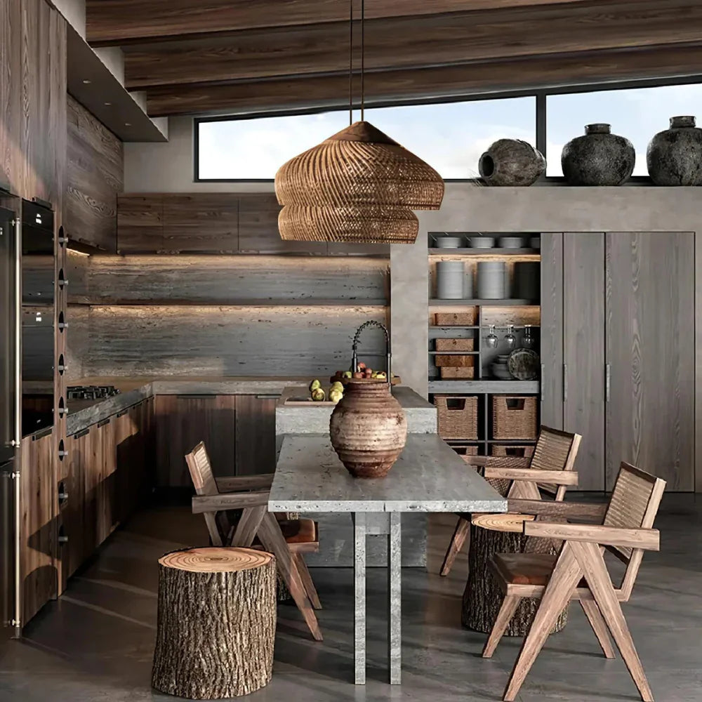 Bohemian Rattan Pendant Lights With Woven Shade