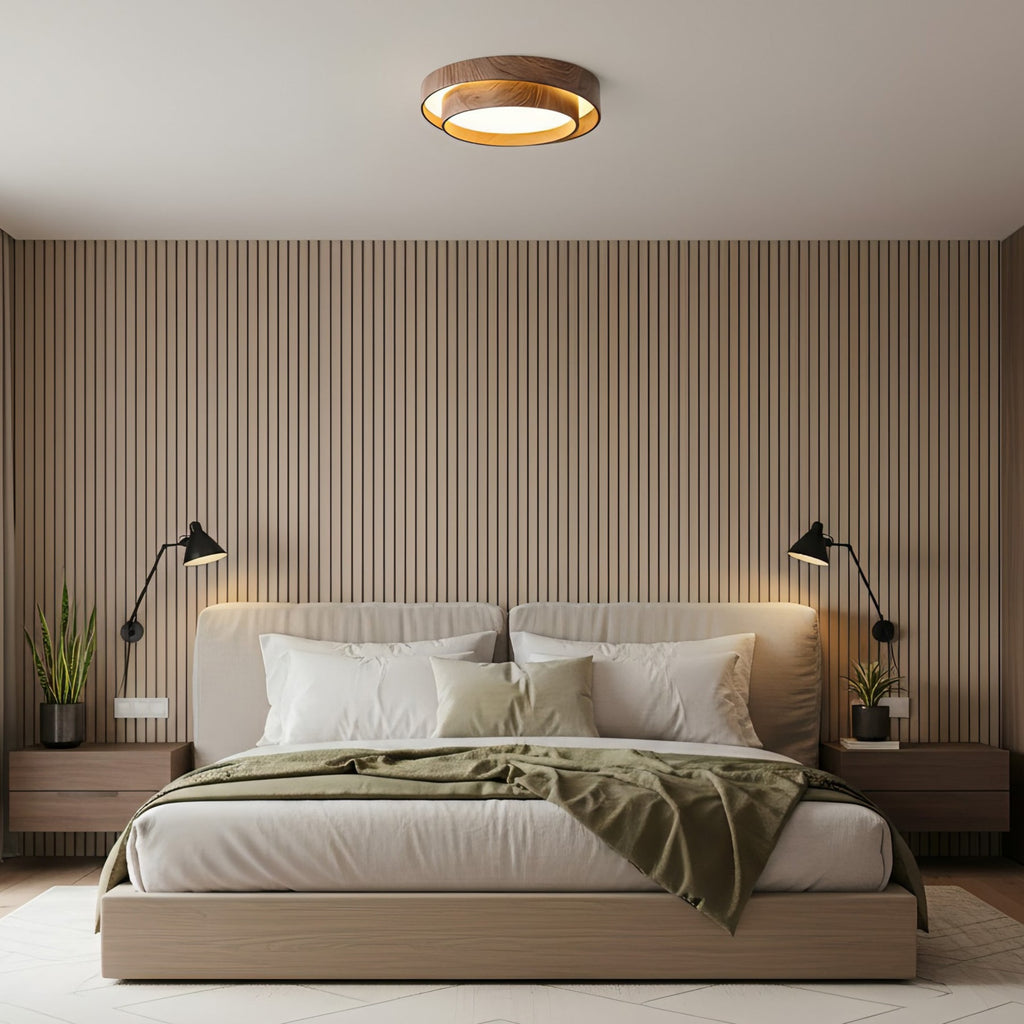 Scandinavian Wood Flush Mount Ceiling Light for Living Room — Ashbury Home & Living