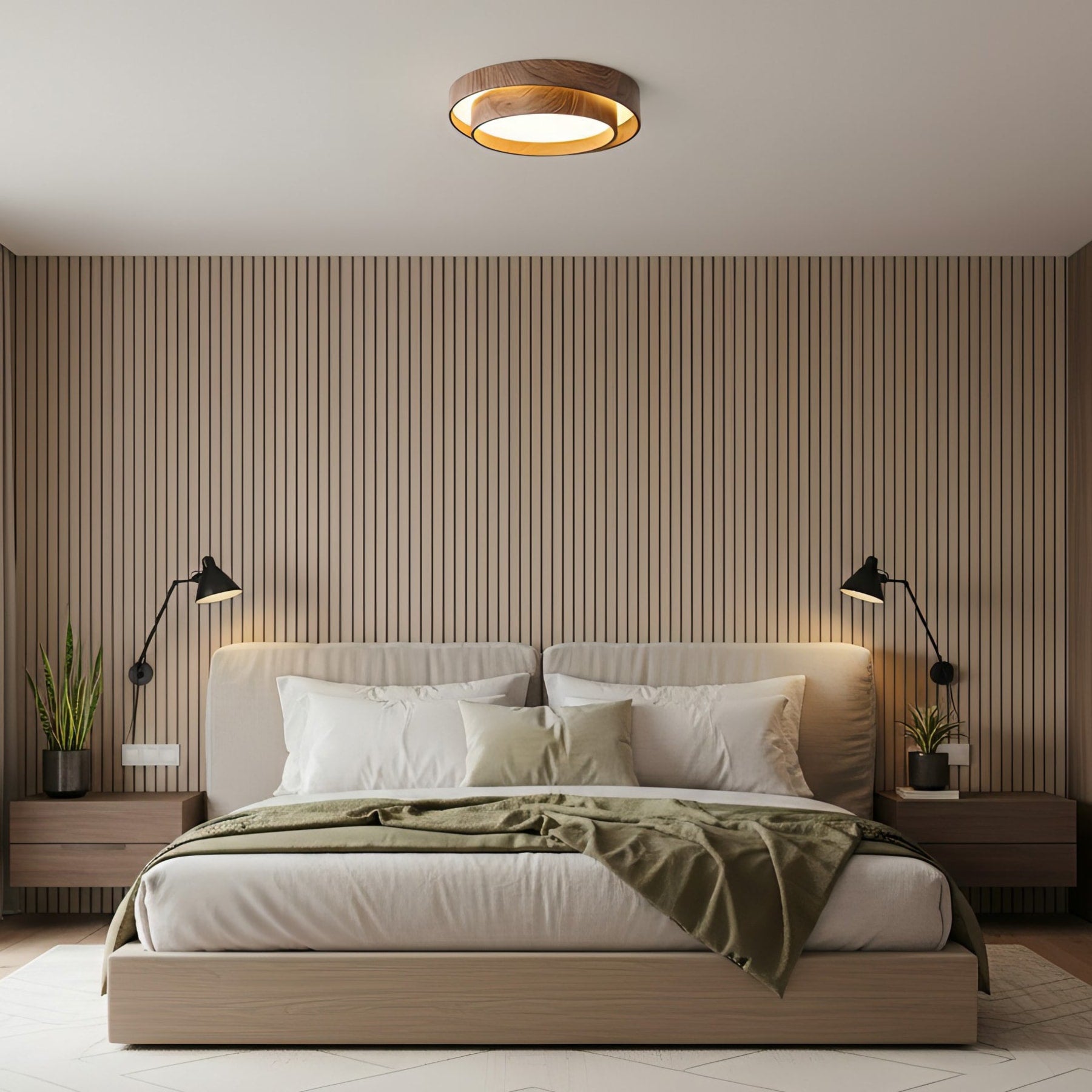 Scandinavian Wood Flush Mount Ceiling Light for Living Room — Ashbury Home & Living