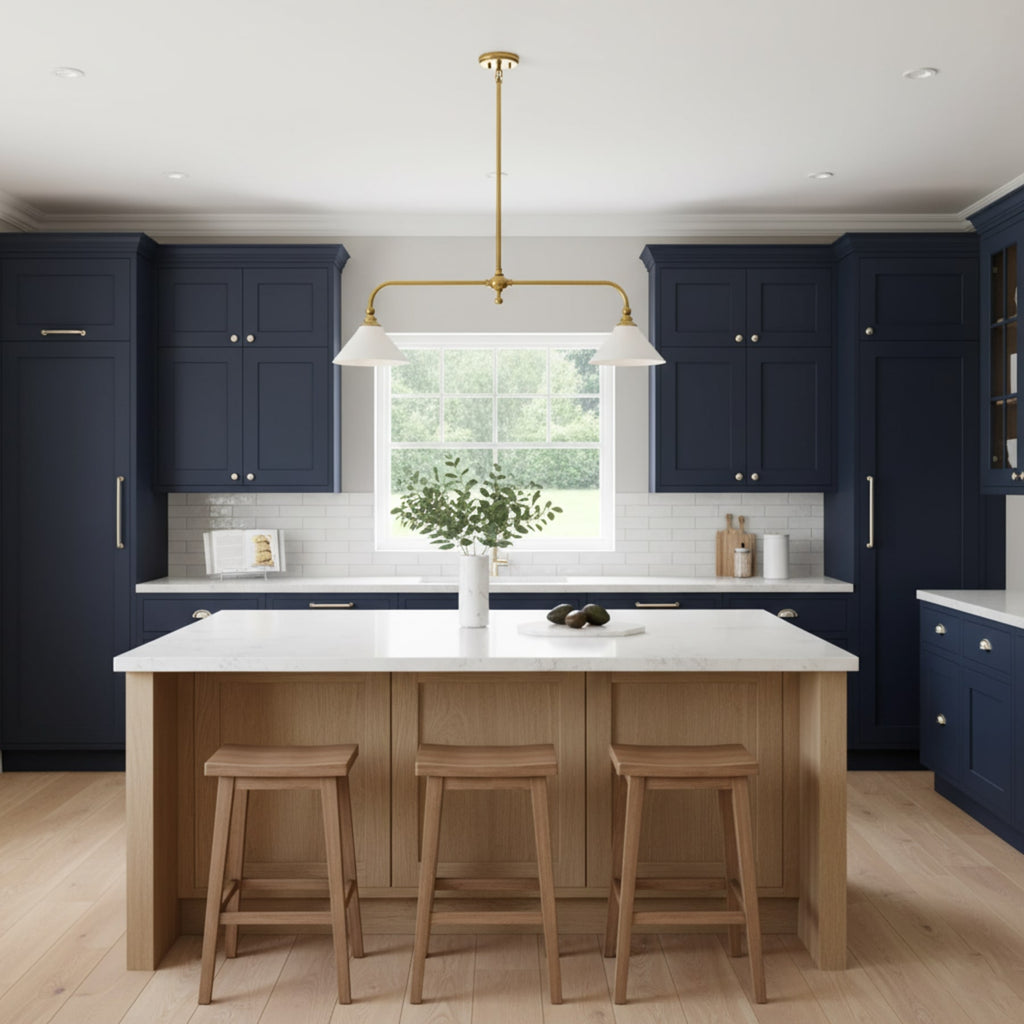 Modern Brass Pendant Light With Ceramic Shades for Dining Room — Ashbury Home & Living