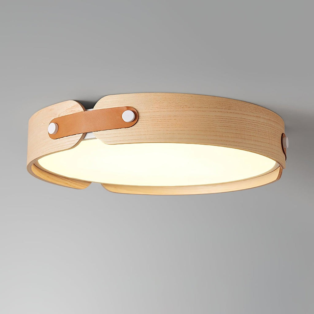 Scandinavian Wood Flush Mount Ceiling Light With Slim Low-Profile Design — Ashbury Home & Living