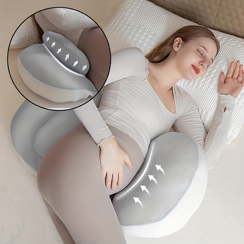 Adjustable Pregnancy Pillow Ergonomic Maternity Support Cushion with Adjustable Strap Breathable Polyester Wedge Pillow for Side and Stomach Sleepers