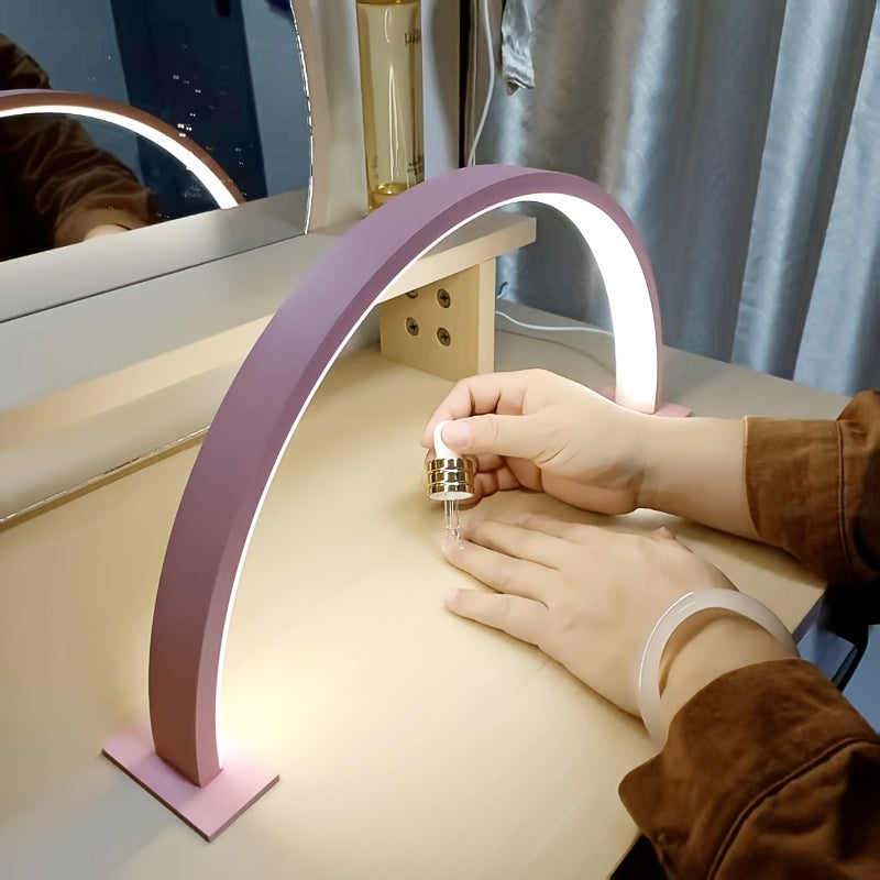 Crescent Moon LED Desk Lamp Adjustable Brightness and Colour Temperature Metal Arch Lamp USB Powered Light for Home Office | Study and Nail Art