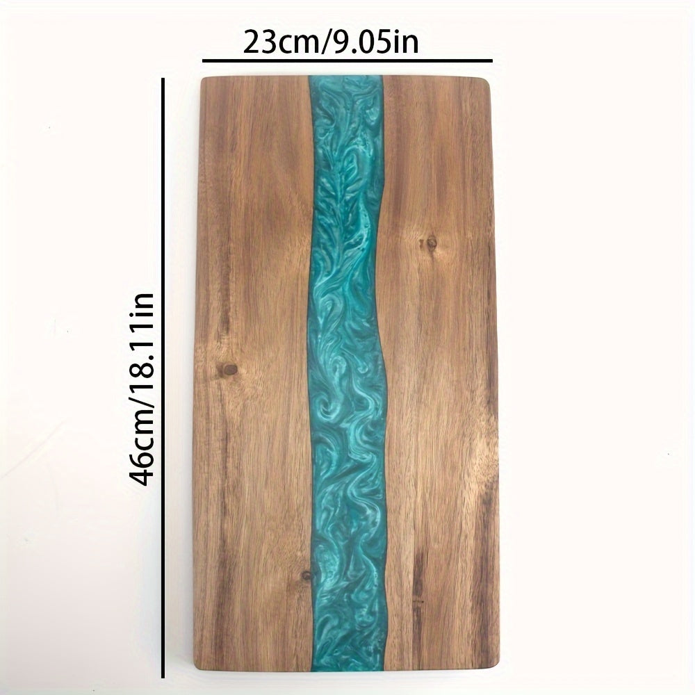 Resin River Chopping Board Acacia Wood Serving Board with Epoxy Resin Inlay Wooden Cheese and Charcuterie Board for Kitchen and Dining