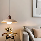 Japanese Wabi Sabi Walnut Pendant Lights With Dome Shade