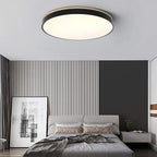 Round Flush LED Ceiling Light with Wood Trim for Living Room