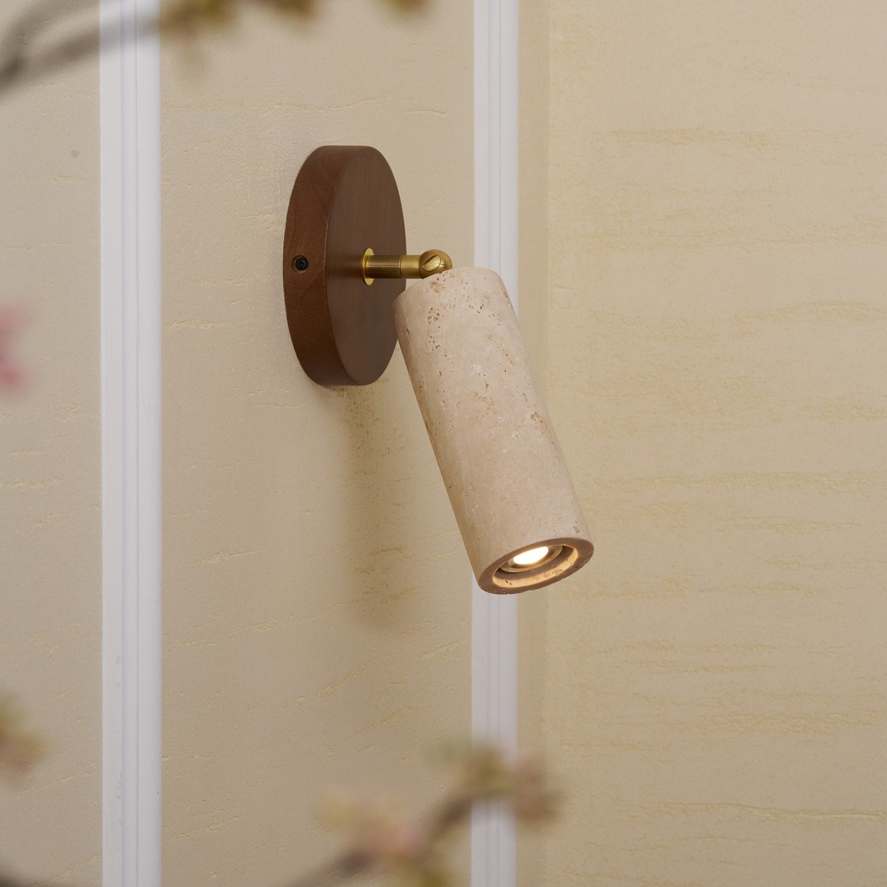 Modern Travertine Wall Light With Warm LED Glow — Ashbury Home & Living