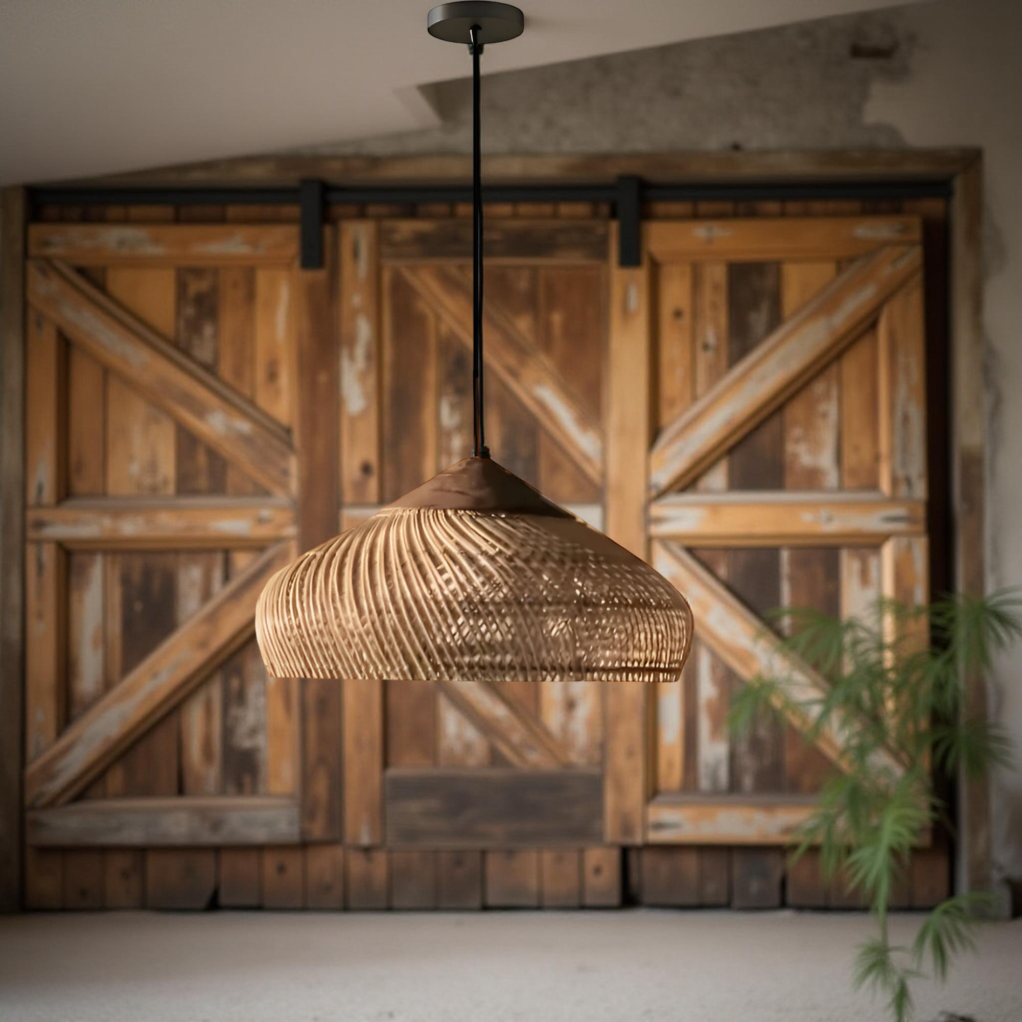 Bohemian Rattan Pendant Light With Woven Dome Shade