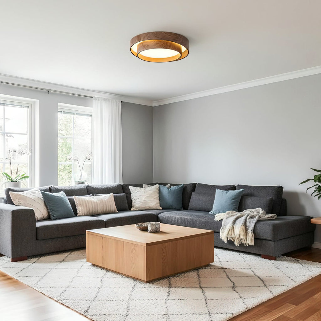 Scandinavian Wood Flush Mount Ceiling Light for Living Room — Ashbury Home & Living