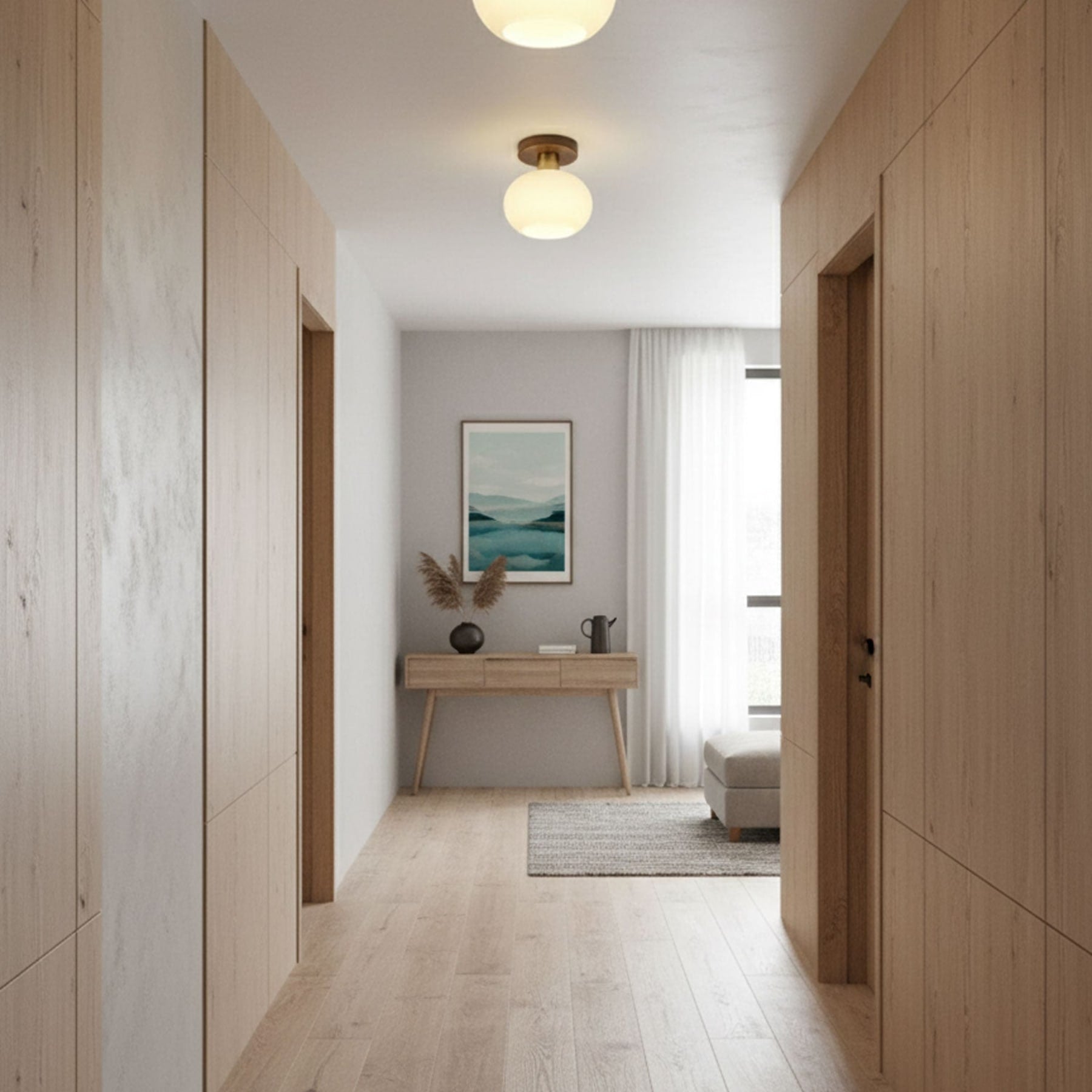 Modern Solid Wood Semi-Flush Ceiling Light for Living Room — Ashbury Home & Living