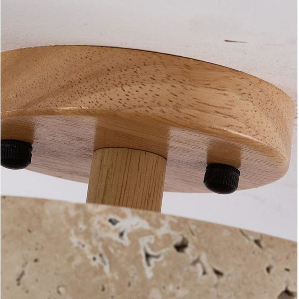 Modern Travertine and Wood Flush Mount Ceiling Light — Ashbury Home & Living