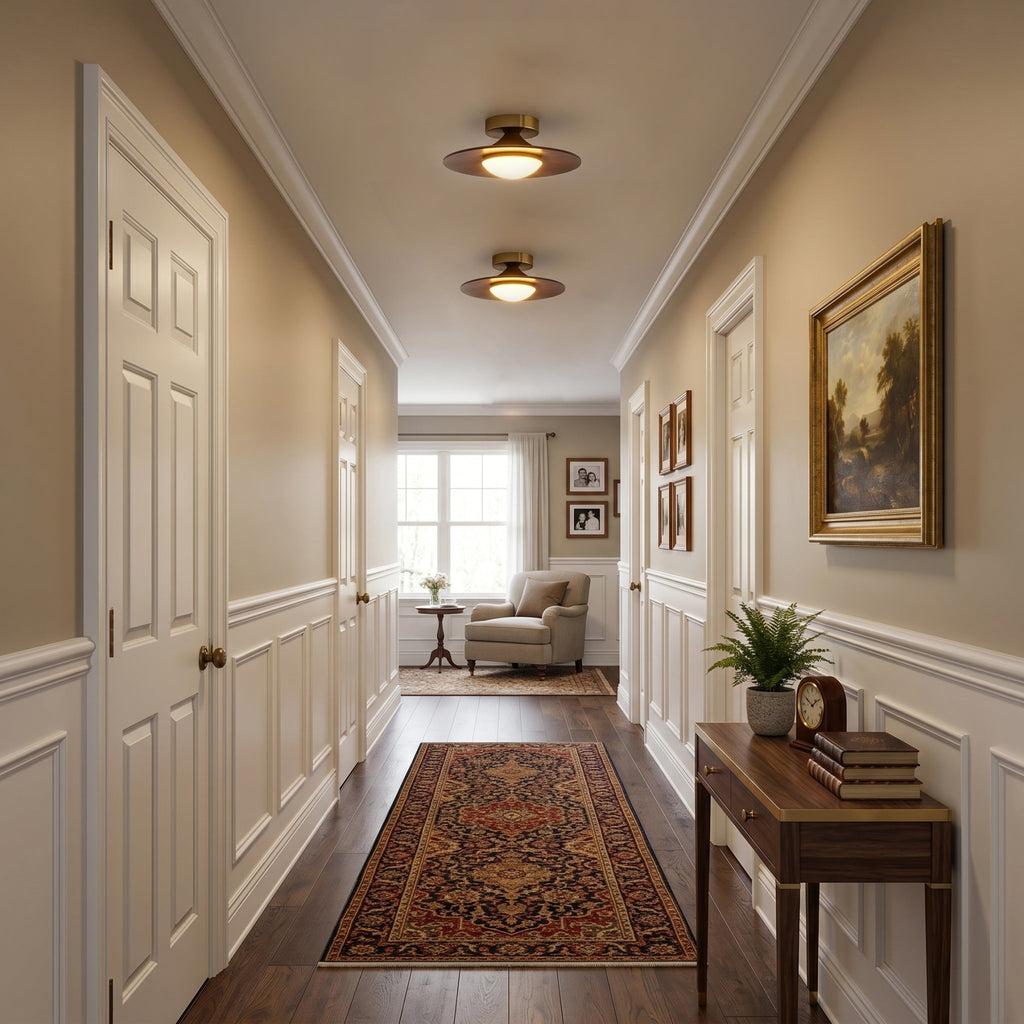 Modern Wood-Effect Round Flush Mount Ceiling Light With Integrated LED — Ashbury Home & Living