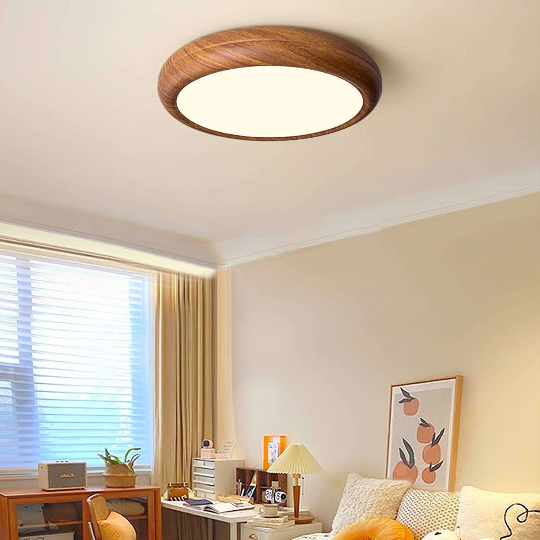 Scandinavian Wood Flush Mount Ceiling Light for Living Room — Ashbury Home & Living