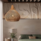 Bohemian Rattan Pendant Light With Hand-Woven Dome Shade