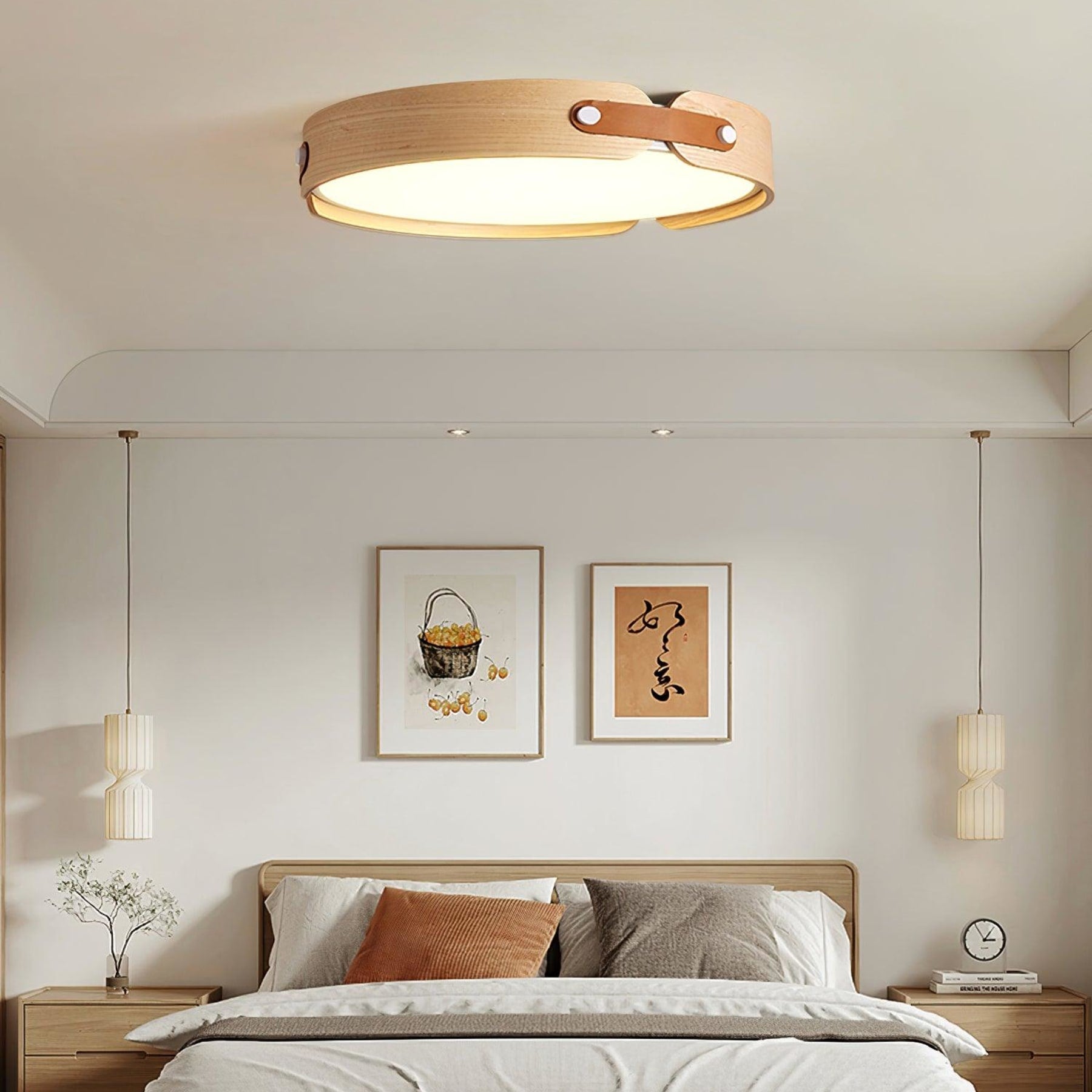 Scandinavian Wood Flush Mount Ceiling Light With Slim Low-Profile Design — Ashbury Home & Living