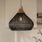 Bohemian Rattan Pendant Light With Hand-Woven Dome Shade