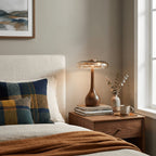 Contemporary Ash Wood And Brass Table Lamp With Glass Shade — Ashbury Home & Living