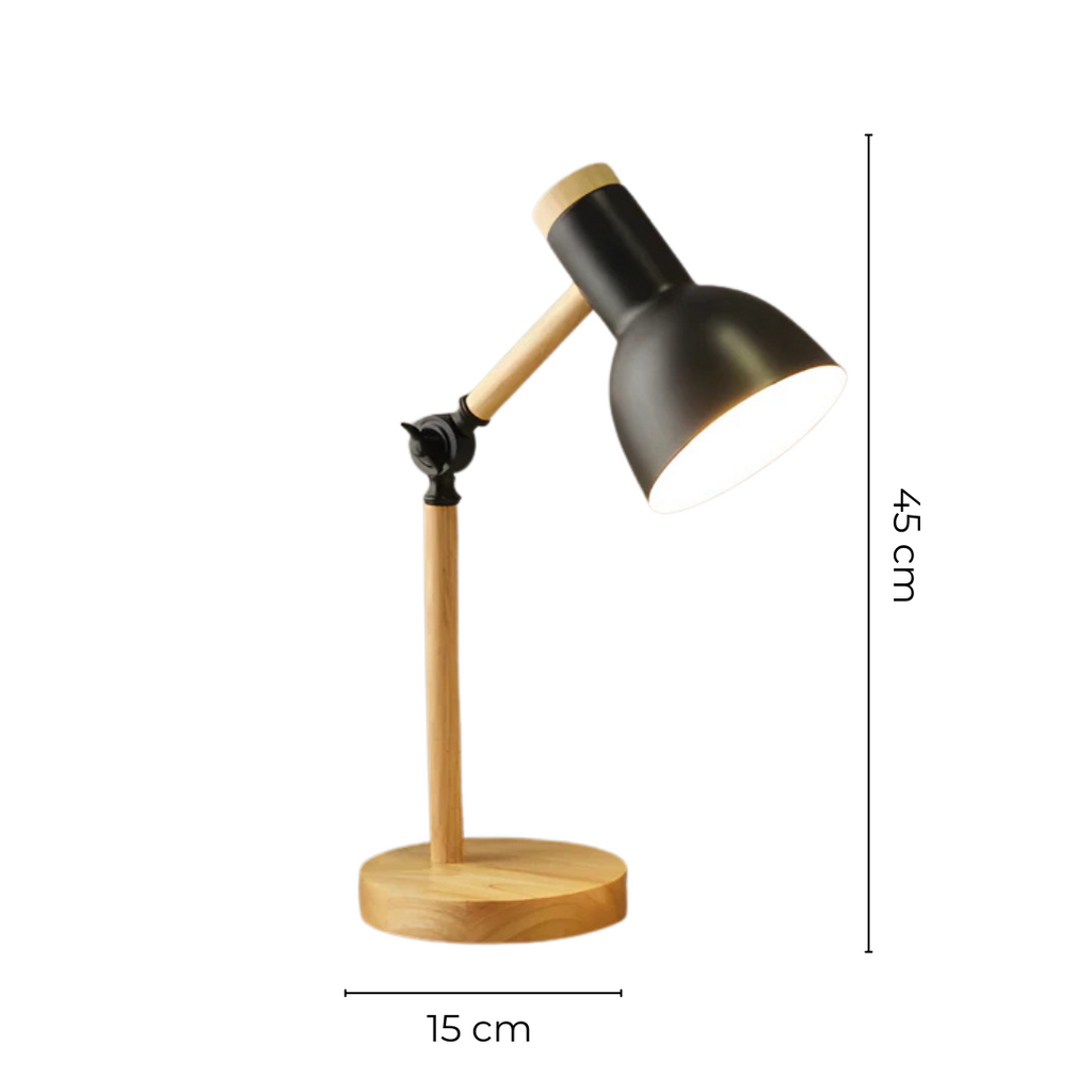 Adjustable Wood And Metal Task Table Lamp With Pivoting Shade