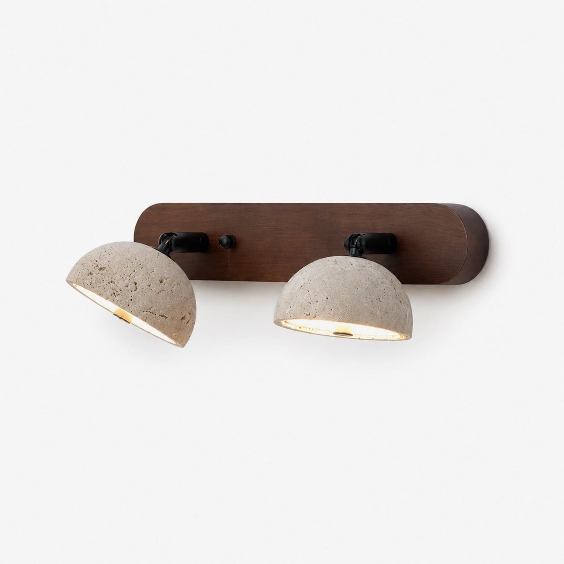 Modern Travertine Wall Light With Warm LED Glow for Living Room in Walnut Wood & Yellow Travertine — Ashbury Home & Living