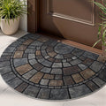 Half Moon Door Mat Non-Slip Mosaic Stone Effect Doormat Semicircle Polyester Entrance Mat for Indoor and Outdoor Use