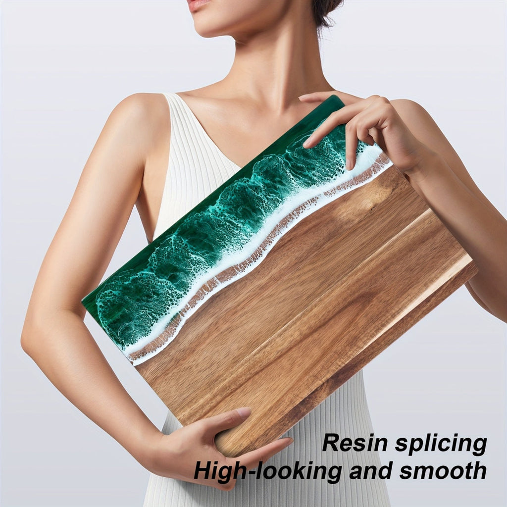 Resin Chopping Board Acacia Wood Ocean Wave Serving Board Wooden Cheese Board with Epoxy Resin Inlay for Kitchen | Charcuterie and Bread