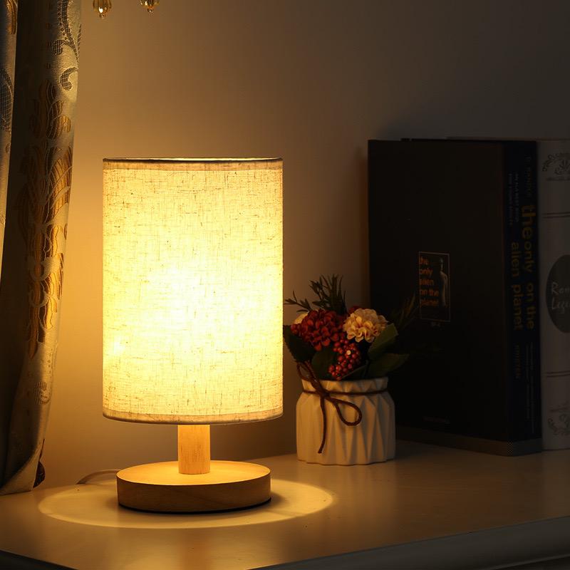 Scandinavian Wood Table Lamp With Linen Shade — Ashbury Home & Living