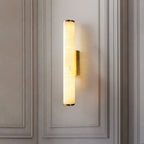 Minimalist Marble Tube Wall Light With Rectangular Backplate