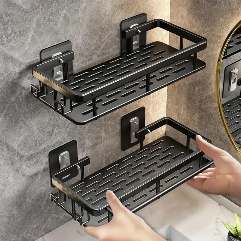 Adhesive Bathroom Shelf Drill-Free Shower Caddy Stainless Steel Wall Shelf Organiser for Shampoo and Toiletries