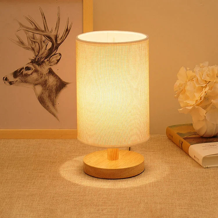 Scandinavian Wood Table Lamp With Linen Shade — Ashbury Home & Living