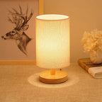 Scandinavian Wood Table Lamp With Linen Shade — Ashbury Home & Living