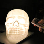 Skull Night Light LED Colour Changing Table Lamp Rechargeable Silicone Skull Lamp with Remote Control and Timer Gothic Halloween Decor for Bedroom