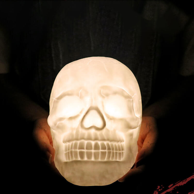Skull Night Light LED Colour Changing Table Lamp Rechargeable Silicone Skull Lamp with Remote Control and Timer Gothic Halloween Decor for Bedroom